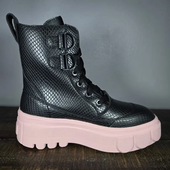 Sorel Caribou X Womens Size 6 Platform Waterproof Leather Boots Black Pink