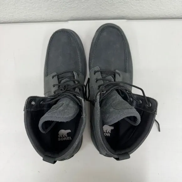 Sorel Carson Waterproof Moc Toe Black Leather Boots Shoes NM4763-048 Mens sz 13