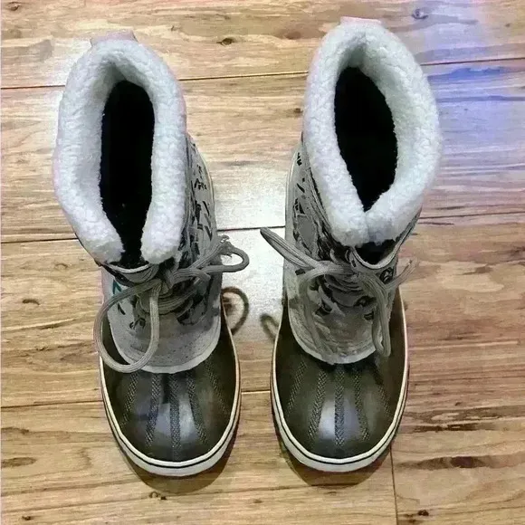 SOREL Deer Caribou Print 1964 Waterproof Women's Boots Sz 8 Graphic Brown Aztec