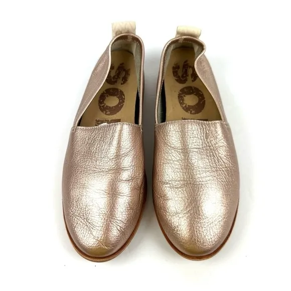 Sorel Ella Shoes 6.5 Rose Gold Metallic Slip On Loafer Comfort Womens