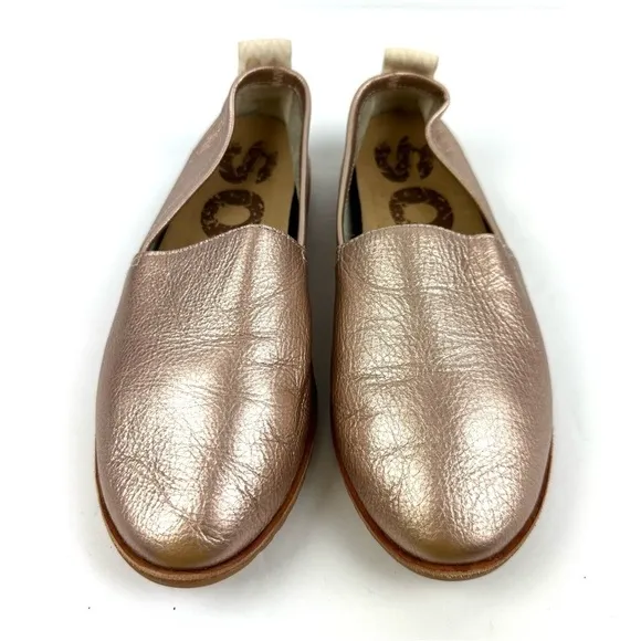 Sorel Ella Shoes 6.5 Rose Gold Metallic Slip On Loafer Comfort Womens
