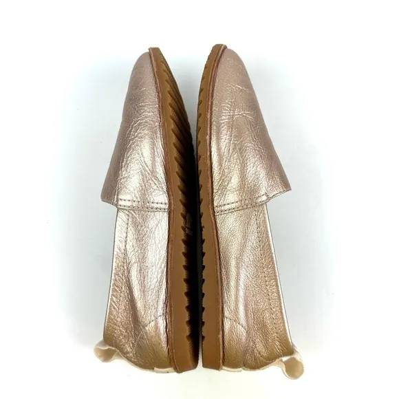 Sorel Ella Shoes 6.5 Rose Gold Metallic Slip On Loafer Comfort Womens