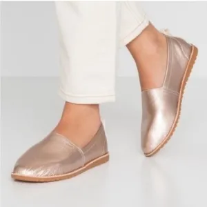 Sorel Ella Shoes 6.5 Rose Gold Metallic Slip On Loafer Comfort Womens