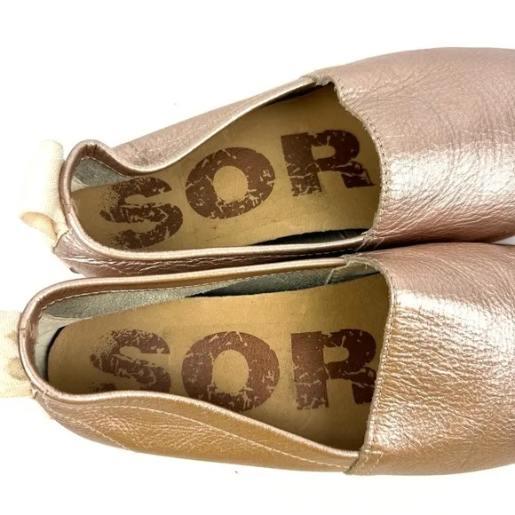Sorel Ella Shoes 6.5 Rose Gold Metallic Slip On Loafer Comfort Womens