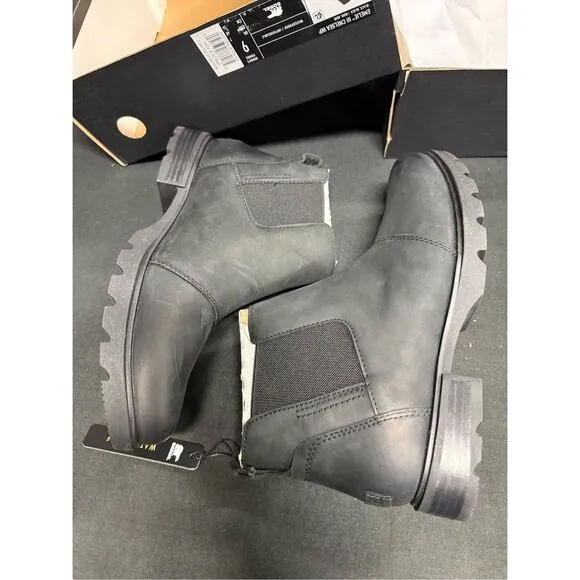 Sorel Emilie III Waterproof Black Leather Chelsea Boots 9