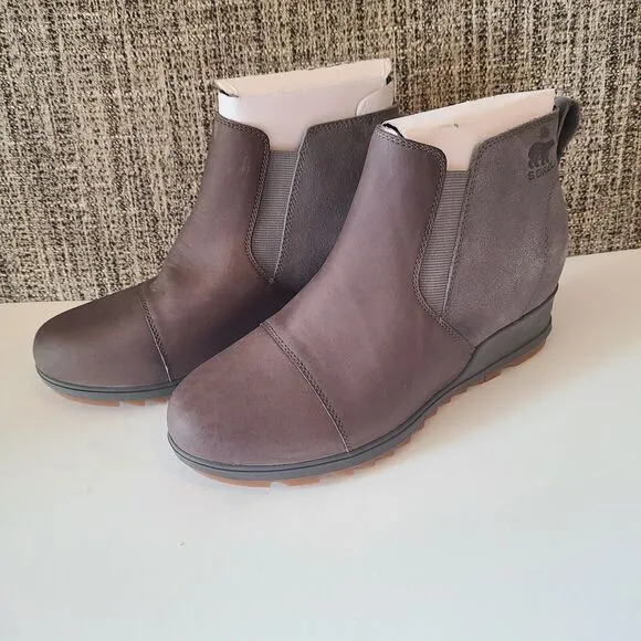 Sorel Evie Bootie Pull-On Ankle Boots for Ladies Quarry/Gum GREY 11M WATERPROOF