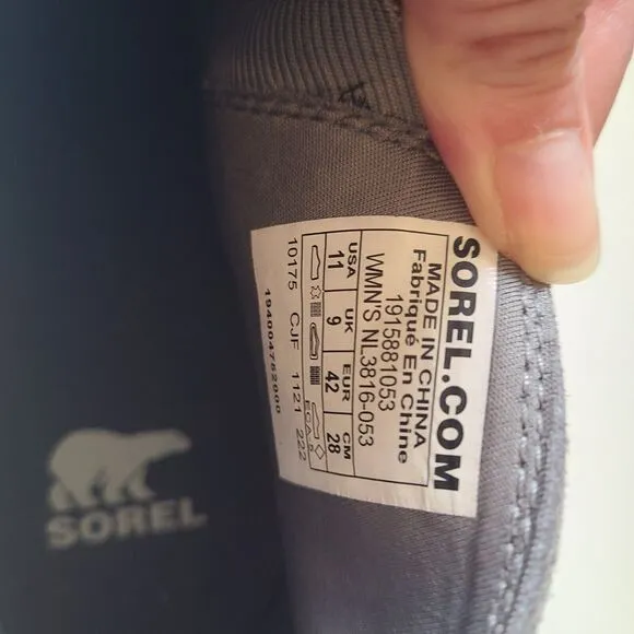 Sorel Evie Bootie Pull-On Ankle Boots for Ladies Quarry/Gum GREY 11M WATERPROOF