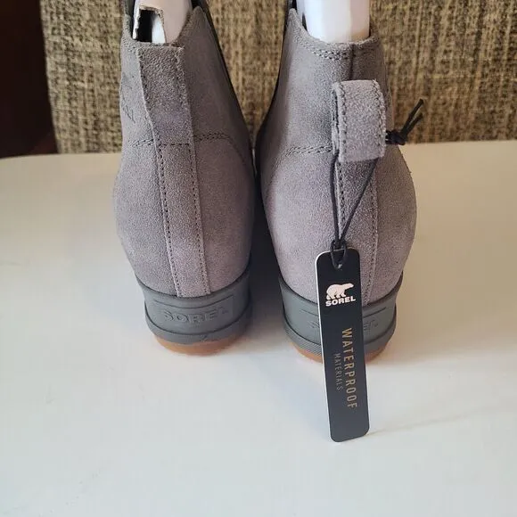 Sorel Evie Bootie Pull-On Ankle Boots for Ladies Quarry/Gum GREY 11M WATERPROOF