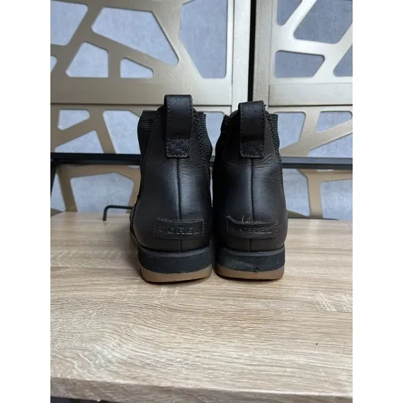 Sorel Harlow Chelsea Bootie Womens Blackened Brown 8.5 leather flat