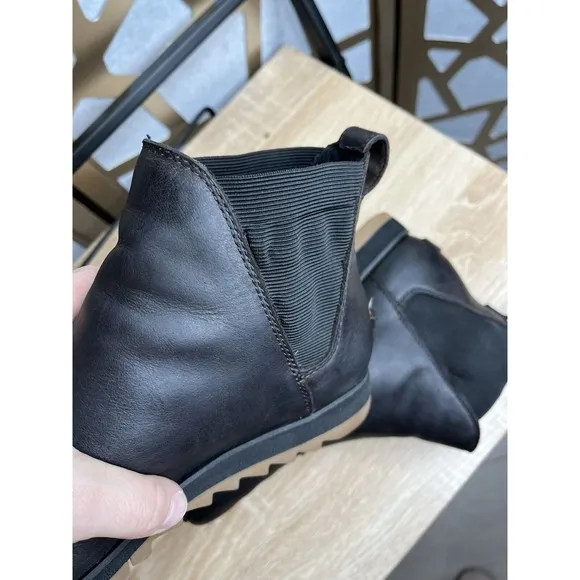 Sorel Harlow Chelsea Bootie Womens Blackened Brown 8.5 leather flat