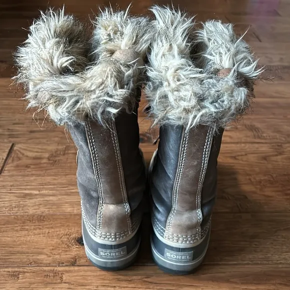 Sorel Joan Of Arctic Waterproof Winter Snow Boots Brown Faux Fur Womens Size 7