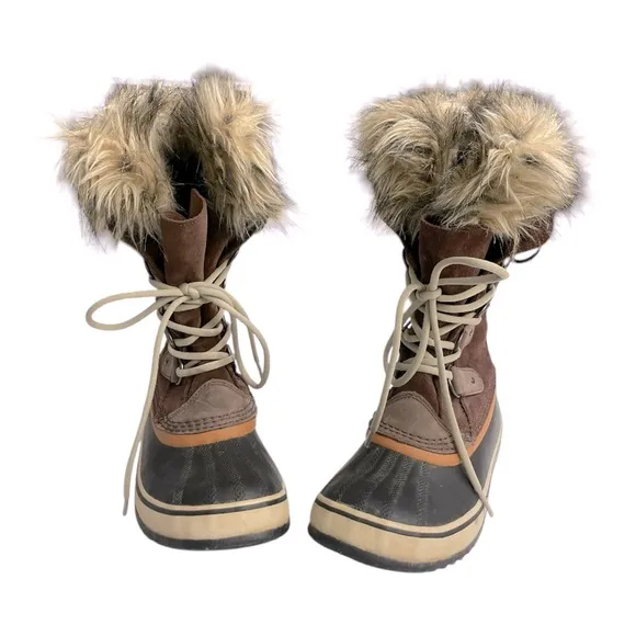 Sorel Joan of Arctic Wool lined FurTrim Tall Brown Boots. 7
