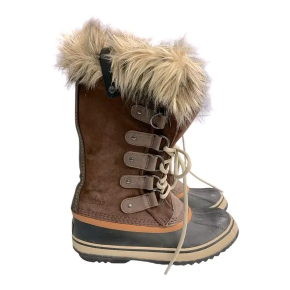 Sorel Joan of Arctic Wool lined FurTrim Tall Brown Boots. 7