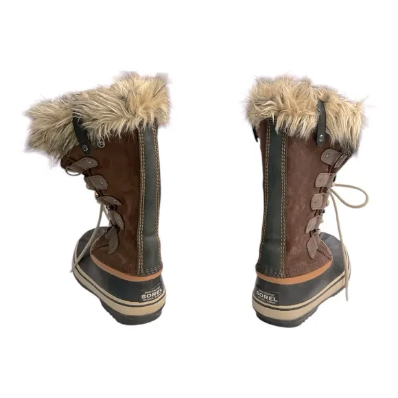 Sorel Joan of Arctic Wool lined FurTrim Tall Brown Boots. 7