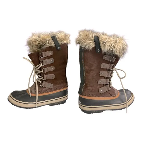 Sorel Joan of Arctic Wool lined FurTrim Tall Brown Boots. 7