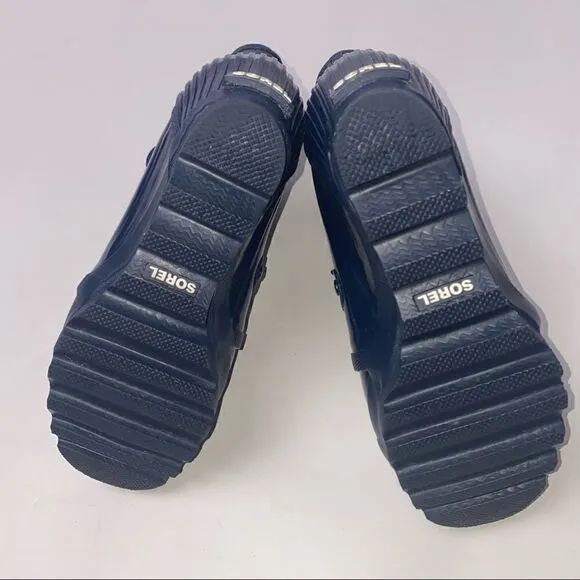Sorel Joan of Arctic Rain Wedge Rain Boots Waterproof Navy Blue Rubber 8