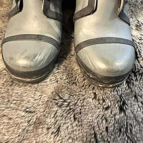Sorel Joan Rain Wedge Grey Waterproof/Weatherproof Lace Up Rubber Boots,Size 7.5