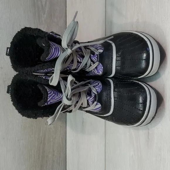 Sorel Kids Tivoli Li Plaid Girls Duck Rubber Waterproof Boots shoes sz 4