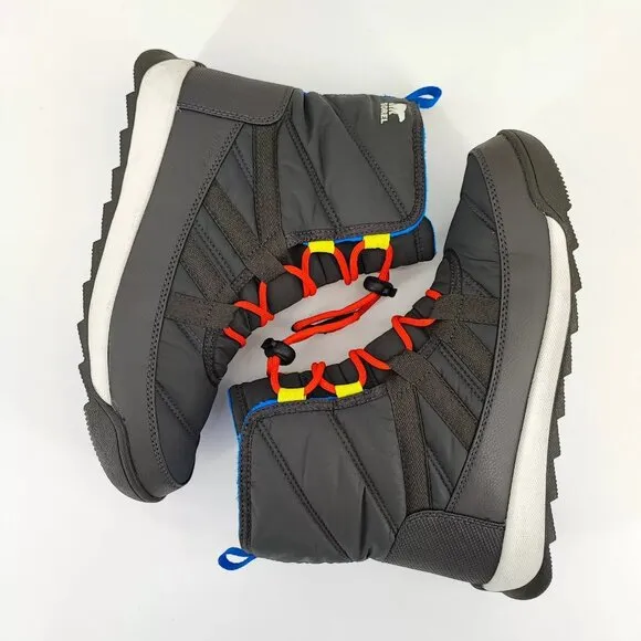 Sorel Kid's Whitney II Black Short Lace Waterproof Winter Snow Boots Size 7 US