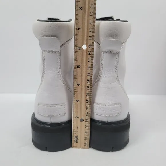 Sorel Lennox Waterproof Lace-Up Women's White Black Boots US Size 8.5 NWT