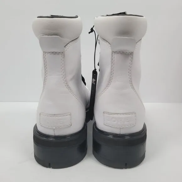 Sorel Lennox Waterproof Lace-Up Women's White Black Boots US Size 8.5 NWT