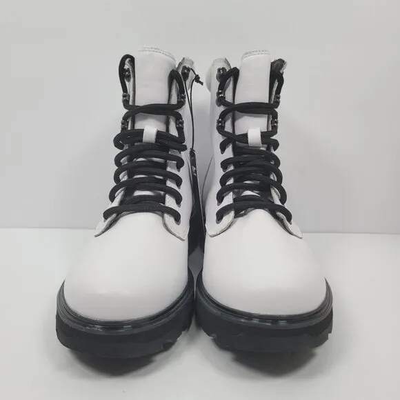 Sorel Lennox Waterproof Lace-Up Women's White Black Boots US Size 8.5 NWT