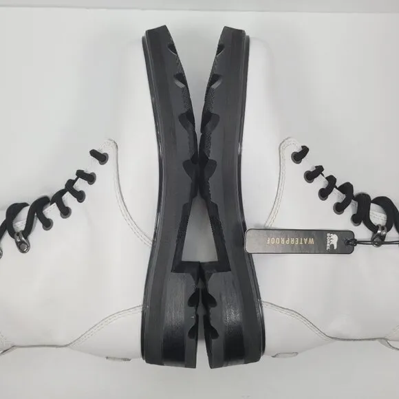 Sorel Lennox Waterproof Lace-Up Women's White Black Boots US Size 8.5 NWT