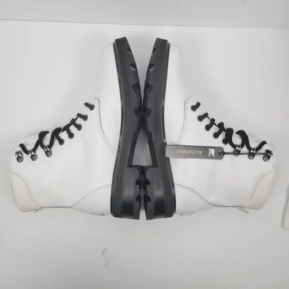 Sorel Lennox Waterproof Lace-Up Women's White Black Boots US Size 8.5 NWT