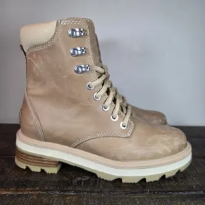Sorel Lennox Womens Size 5 Lace Up Waterproof Leather Ankle Boots Brown