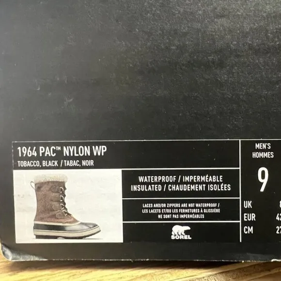 Sorel Men's 1964 PAC Nylon Waterproof Winter Boots Brown, Size 9 M