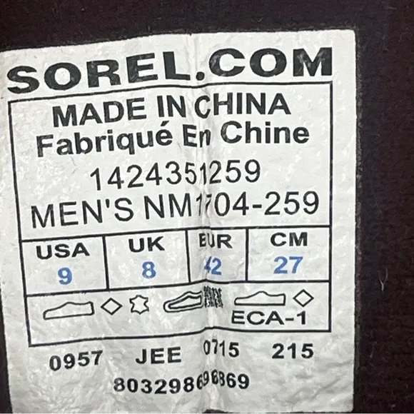 Sorel Mens 9 Cheyanne Duck Leather Waterproof Boots