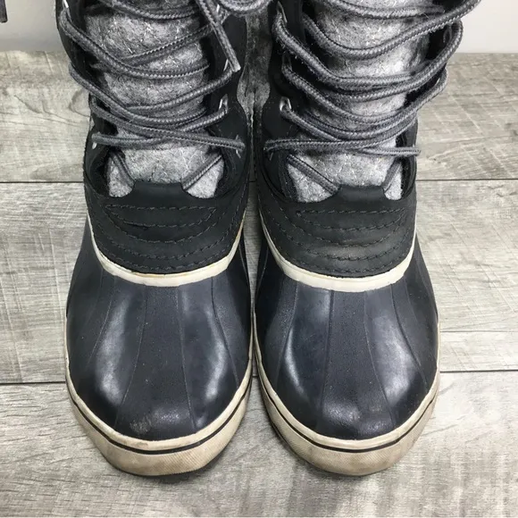 Sorel NL1619 Sorelli Waterproof Rain Leather Gray Lace Up Womens Boots Size 7