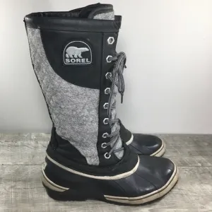 Sorel NL1619 Sorelli Waterproof Rain Leather Gray Lace Up Womens Boots Size 7