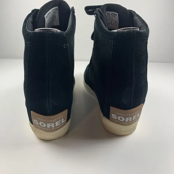 Sorel OUT N ABOUT 1951281010 Wedge Boots Womens Size 9 Black Sea Salt Waterproof