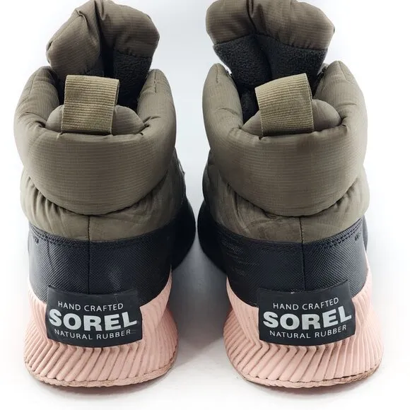 SOREL Out 'N About III Puffy Waterproof Green Zip Boots