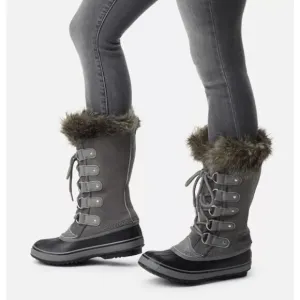Sorel Size 7.5 Gray Joan of Arctic Boots Waterproof Suede Faux Fur Lace Up OS5-1