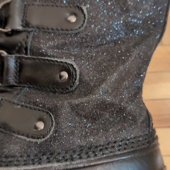 Sorel Tofino black glitter sparkle waterproof winter boots size 6