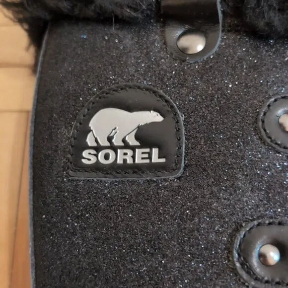 Sorel Tofino black glitter sparkle waterproof winter boots size 6