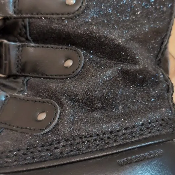 Sorel Tofino black glitter sparkle waterproof winter boots size 6