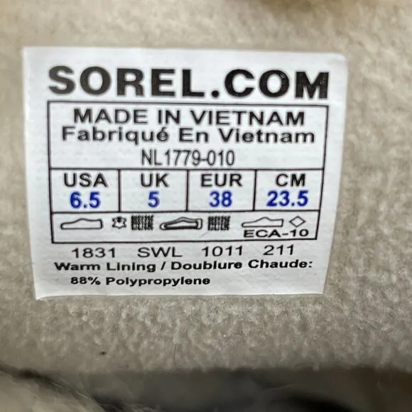 Sorel Tofino Canvas Waterproof Boots Faux Fur Womens Size 6.5 Black NL1779-010