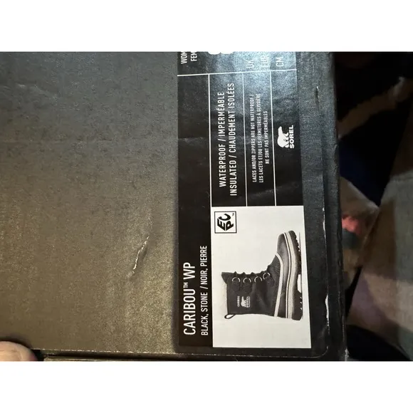 Sorel Women's Black, Stone Caribou WP Waterproof Insulated Snow Boots Size 8