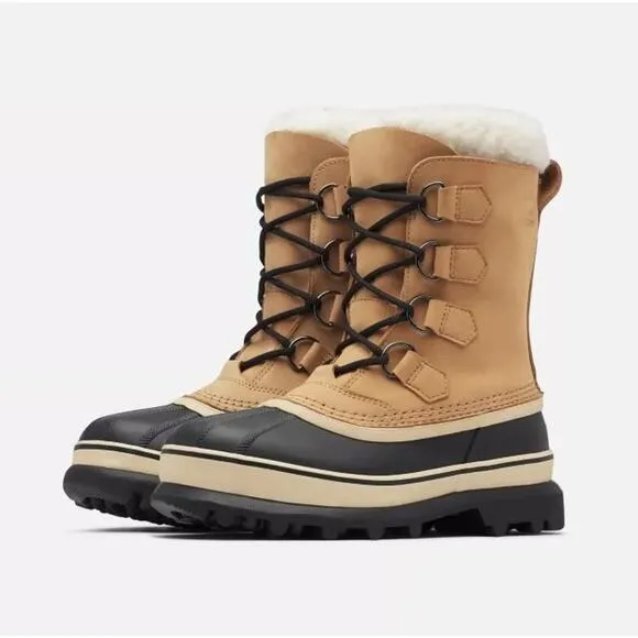 SOREL Women's Caribou Waterproof Winter Boots Size 7.5 Buff Tan Insulated NIB