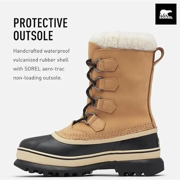 SOREL Women's Caribou Waterproof Winter Boots Size 7.5 Buff Tan Insulated NIB