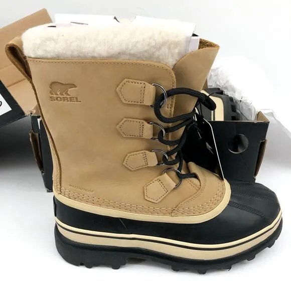 SOREL Women's Caribou Waterproof Winter Boots Size 7.5 Buff Tan Insulated NIB