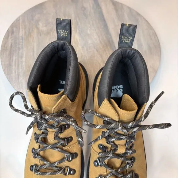 Sorel Women's Hi-Line Hiker Waterproof Suede Combat Ankle Boots Geo Size 9.5