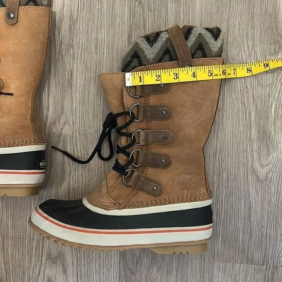 Sorel Womens Joan Of Arctic Suede Chevron Knit II Waterproof Boots Womens Size 7