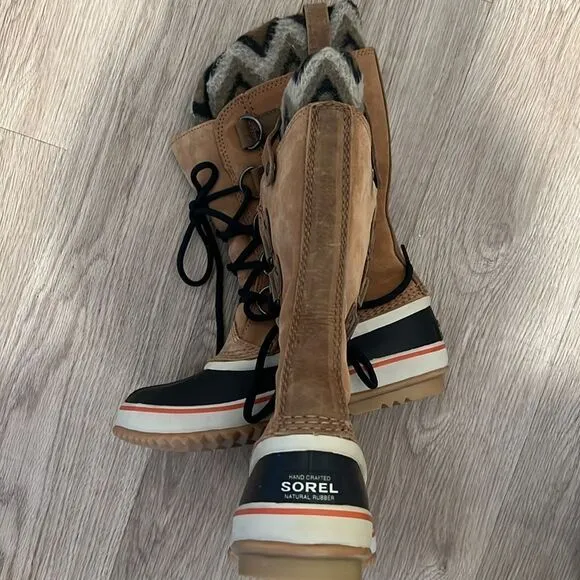 Sorel Womens Joan Of Arctic Suede Chevron Knit II Waterproof Boots Womens Size 7
