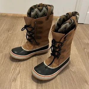 Sorel Womens Joan Of Arctic Suede Chevron Knit II Waterproof Boots Womens Size 7