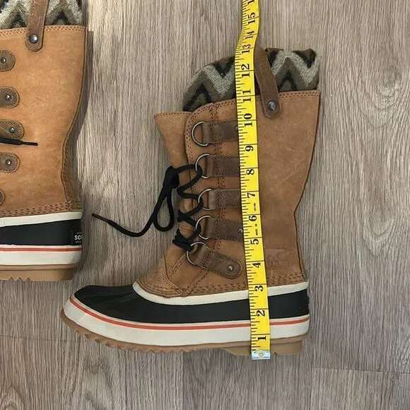 Sorel Womens Joan Of Arctic Suede Chevron Knit II Waterproof Boots Womens Size 7