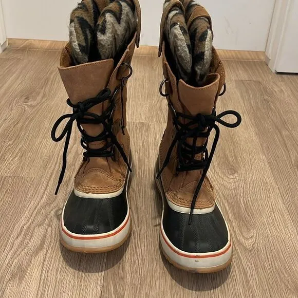 Sorel Womens Joan Of Arctic Suede Chevron Knit II Waterproof Boots Womens Size 7